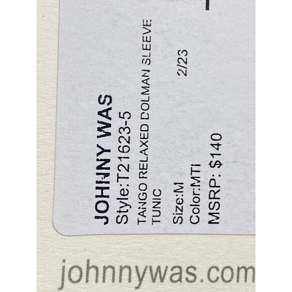 F. Johnny Was M Tunic Multicolor Blouse Cap Sleeve Round Neck NWT $140 - Picture 7 of 7